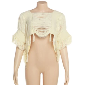Women Knitted Hollow Out Solid Casual O-Neck Half Sleeve Loose Crop Top #T - Picture 1 of 12