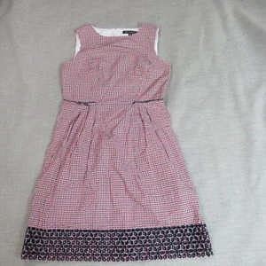 Abito Brooks Brothers donna 6P rosso blu orlo occhiellato costa preppy ricco ragazza - Foto 1 di 11