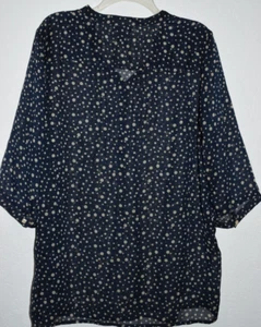 Blusa Catherines 0X Campesina Top Pin-tuck Semi Transparente Popover Azul Marino Ligera - Imagen 1 de 20