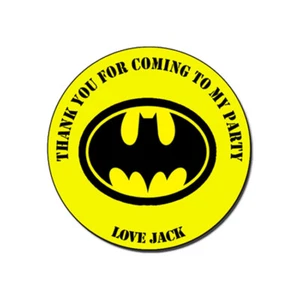 Personalised Batman Birthday Stickers Party Thank You Sweet Cone Bag Yellow Gift - Picture 1 of 6
