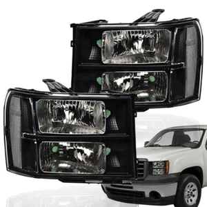Fit For 07-14 Chevrolet Silverado Pickup Headlight Signal Light Assembly Black - Picture 1 of 12