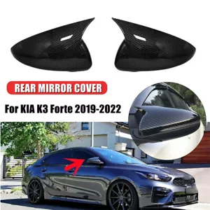 2x Carbon Fiber Look Side Wing Mirror Cover Cap Trims For Kia K3 Forte 2019-2022 - Picture 1 of 10