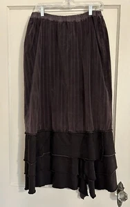NWOT Cynthia Ashby Asymetrical Mixed Fabric Asymmetrical Maxi Skirt Lagenlook - Picture 1 of 11