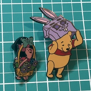 Pooh & Piglet Easter Basket Eggs Bunny 2 Pin Set- LE 2400 Disney Pins Winnie The - Picture 1 of 15