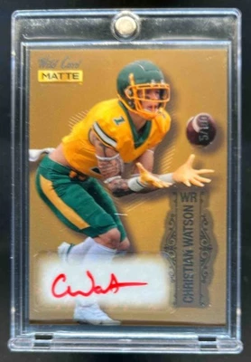 2022 Wild Card Matte Christian Watson Auto Gold/Silver Foil Rookie RC #5/100 - Image 1 of 2