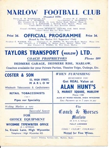 Marlow gegen Swansea Town (Friendly) 1958/1959 - Fußballprogramm - Bild 1 von 1