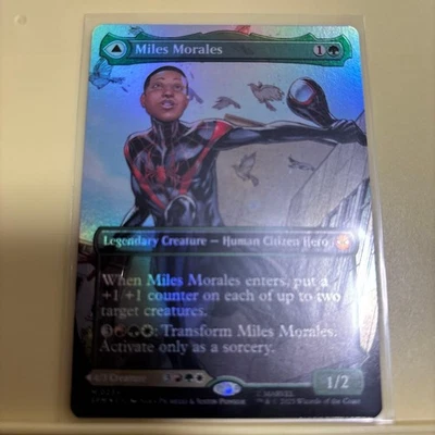 Miles Morales Ultimate SpiderMan Foil MTG Marvel English Borderless Used - Image 1 of 2