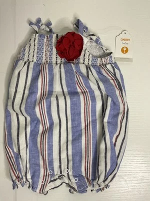 Mameluco Gymboree Bebé Niña Americana Rojo, Blanco,Azul Rayas Talla 3-6 Meses Foto 1 de 4