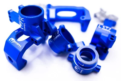 Cobra Racing Traxxas Sledge Knuckles + Hubs Combo – 7075-T6 Aluminum – Blue - Image 1 of 4
