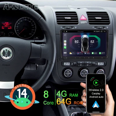 64GB Android 14 Autoradio CarPlay GPS Navi BT für VW Touran Golf 5 6 Passat Polo - Bild 1 von 4