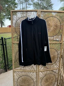 POLO RALPH LAUREN INTERLOCK TRACK JACKET BLACK WHITE RED $125 NEW (SIZE 3XB) - Picture 1 of 5
