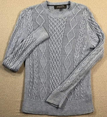 Banana Republic Cable Knit Sweater Woman’s M Blue Italian Linen Crewneck EUC - Image 1 of 4
