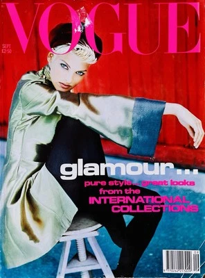 RARE VOGUE September 1991 - Iconic LINDA EVANGELISTA cover by JAVIER VALLHONRAT - Image 1 of 4