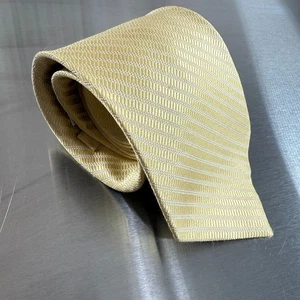 Pronto Uomo Necktie Mens Gold Silk Diagonal Striped Designer Handmade Classic - Picture 1 of 5