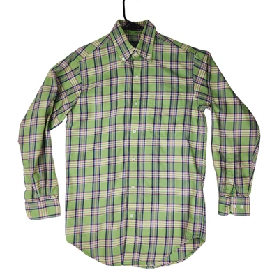 Bobby Jones Collection XS Button Down Shirt Mens 14.5-15 Plaid Green Blue Italy - Image 1 of 4