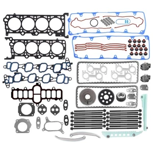 Timing Chain w/ Head Gaskets Bolts Set for Ford E150 E250 E350 F150 4.6L SOHC - Picture 1 of 9