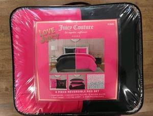 Juicy Couture - Dark Pink And Black Reversible 8-Piece KING Comforter Set - Picture 1 of 5