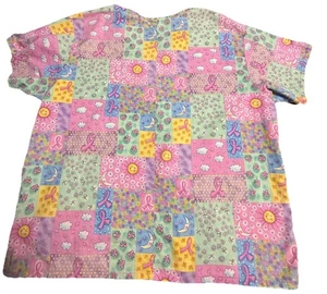 Buntes medizinisches Peeling-Top für Damen. Rosa, gelb, grün, blau, Größe 4XL - Bild 1 von 10