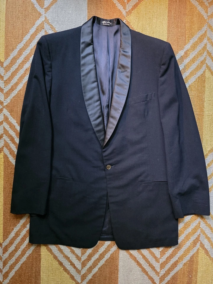 Vintage Union-Made After Six Midnight Blue Tuxedo Shawl Dinner Jacket ~44S - Image 1 of 4