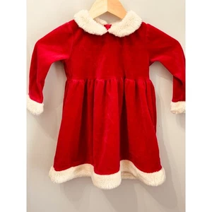 Charter Club Red Velvet Christmas Dress Faux Fur Trim Girls Size 4T - Picture 1 of 7