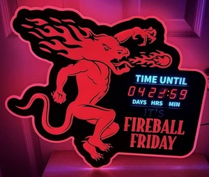 Fireball Whisky Schild Freitag Countdown Zeit bis digitale LED-Leuchten 17x20 funktioniert - Bild 1 von 7