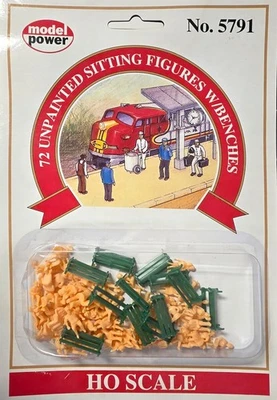 Model Power 5791 HO Unpainted Sitting Figures W/Benches  (Set of 72) - Image 1 of 2