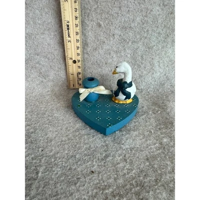 Candelabro de pato verde azulado en forma de corazón plato de baratija rústico decoración de granja Foto 1 de 3