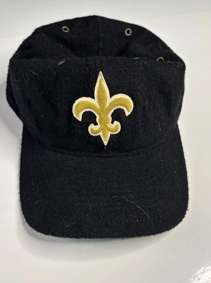 Sombrero de fieltro negro Mitchell & Ness New Orleans Saints L/XL ajustado flor de lis NFL Foto 1 de 4