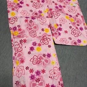 Yukata Pink Floral Ribbon Womens Summer Kimono Fashion Lovely Ready to Use