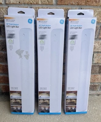 (3)  GE LED Light Bar 18" Push-Button Battery Under Cabinet  Model 41214 - Image 1 of 4