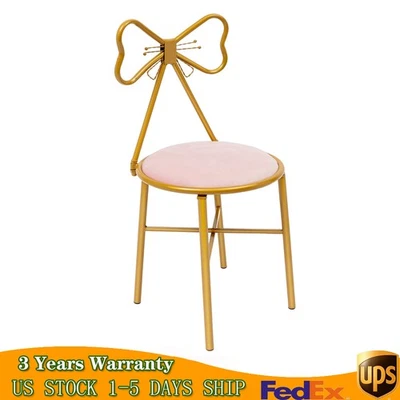 Simple Dressing Table Makeup Butterfly Chair With Stool Pink Vanity Velvet Chair - Image 1 of 4