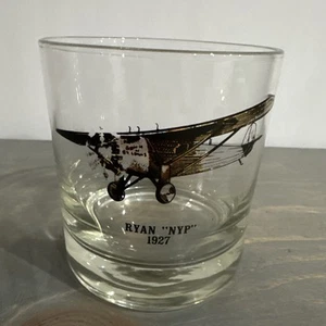 Vintage Plane Bar glass tumbler 3 1/2 in RYAN “NYP” 1927 plane ✈️ - Picture 1 of 10