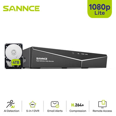 SANNCE 5in1 1080P Lite 16CH DVR 2MP Video Recorder 4TB for CCTV Security System - Image 1 of 4