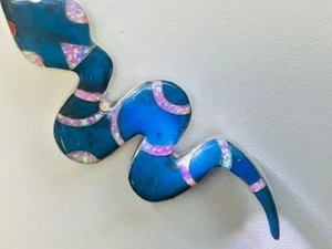 HUGE Red Eyed Rattlesnake Opal Pendant Venom 3.5" Sterling Silver 925 Lavender - Picture 1 of 12