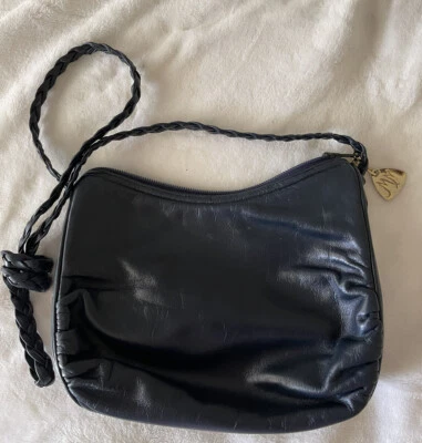 Bela bolsa slinh vintage genuína couro marinho Morris Moskowitz - Imagem 1 de 3