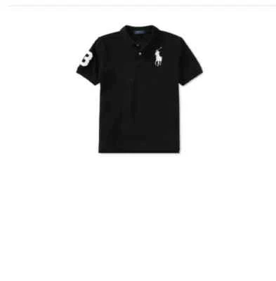 Polo Ralph Lauren Big Pony Cotton Mesh Short Sleeve Polo, Kids, Black/White/Med - Image 1 of 4