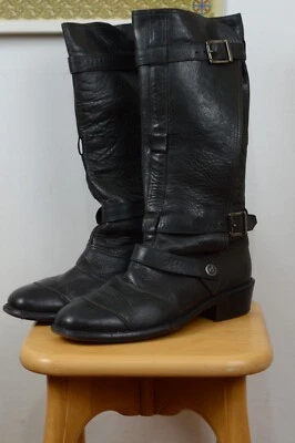 Botas de moto Belstaff de cuero negro topo hebilla tacón bloque talla 40 Foto 1 de 4