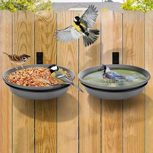 Fence Bird Feeders Tray - 2Pcs Tree Mounted Wild Bird Bath for Outdoors Place Fo - Picture 1 of 6