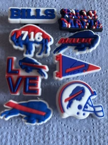 Mint Set Of 8 BUFFALO BILLS American Football NFL Shoe Charms Party Decorations - Picture 1 of 9