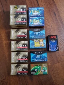 15 Camcorder Blank Tapes Sealed VHS-C Maxwell, Sony, Panasonic, JVC, Fujifilm - Picture 1 of 13