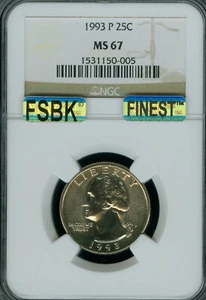 1993 P WASHINGTON QUARTER NGC MS67 FSBK MAC FINEST MAC SPOTLESS  . - Picture 1 of 4
