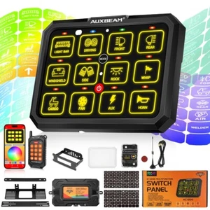 AUXBEAM AC-1200 RGB 12 Gang Switch Panel Dimmable LED Light Relay Control System - Picture 1 of 12