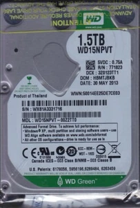 WD15NPVT-00Z2TT0 dcm: HBMTJBKB s/n: WX81...  1.5Tb 2.5" SATA B17-2 - Picture 1 of 1