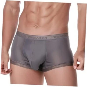 Mens Sexy Ice Silk Underwear See Through Boxers Sheer Trunks Large 1*grey - Picture 1 of 7