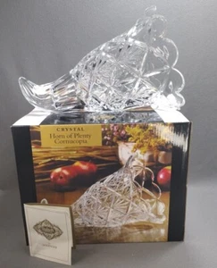 Centrotavola pesante Godinger Shannon Crystal Thanksgiving Cornucopia Lg con scatola - Foto 1 di 16