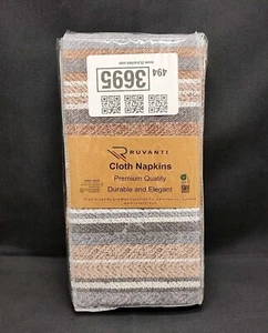 Ruvanti Cloth Napkins 6 pack 18x18" in Striped Fabric Napkin Machine Washable - Picture 1 of 6