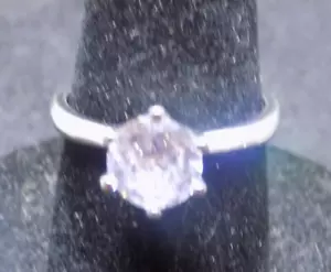 2ct Simulated Diamond Ring Solitaire stamped 18kRGP size 7.25 (396) - Picture 1 of 6