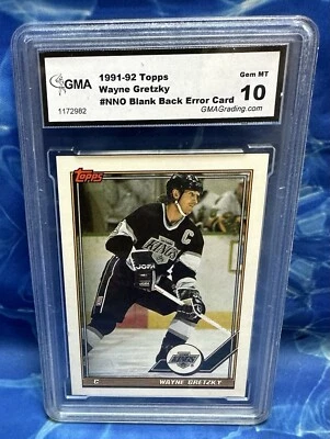 1991-92 TOPPS #NNO WAYNE GRETZKY KINGS HOF ESPALDA EN BLANCO ERROR GRADUADO GEMA COMO NUEVO 10 Foto 1 de 4