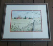 Original watercolor art framed 21 X 18 Framed Painting Barns Farm J Hallard
