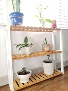 Bamboo Bathroom Shelves, 3-Tier Adjustable Layer Rack, Bathroom Towel Shelf - Picture 1 of 6